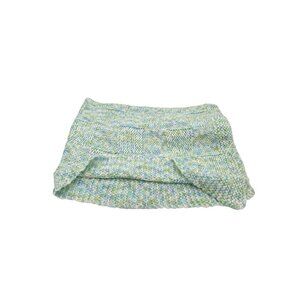 Hand Knit Baby Blanket 54 x‎ 36 Varigated Yarn Blue Green White